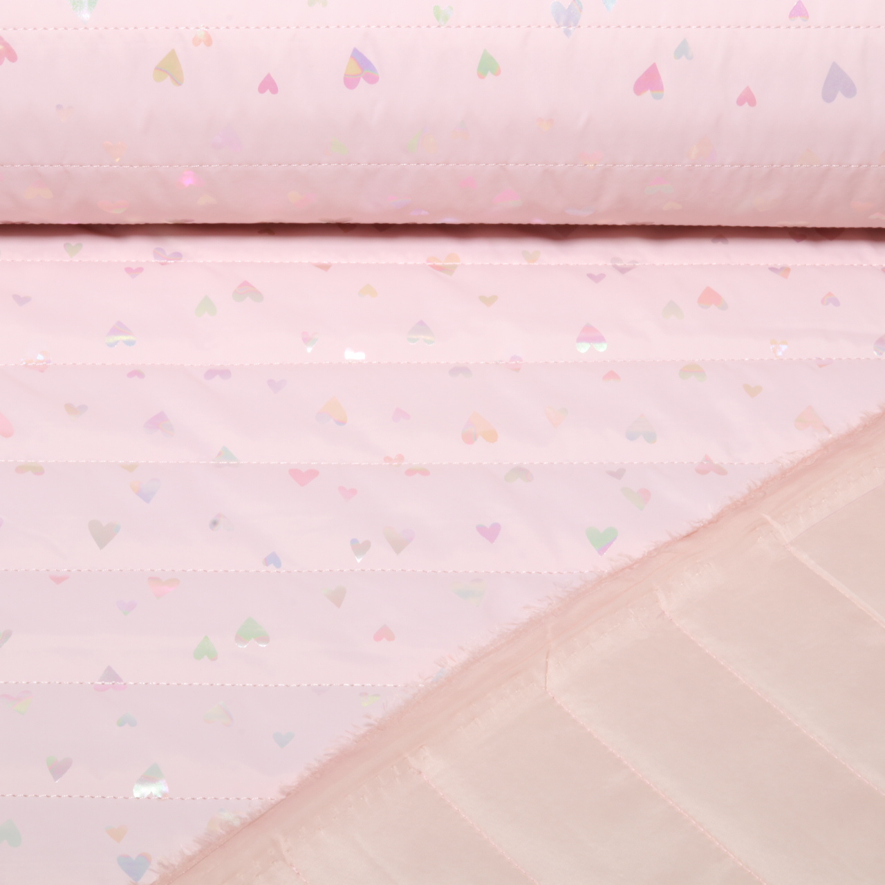 Gesteppter Stoff - Herzen Folie Rosa-0 Gesteppter Stoff - Herzen Folie Rosa-0