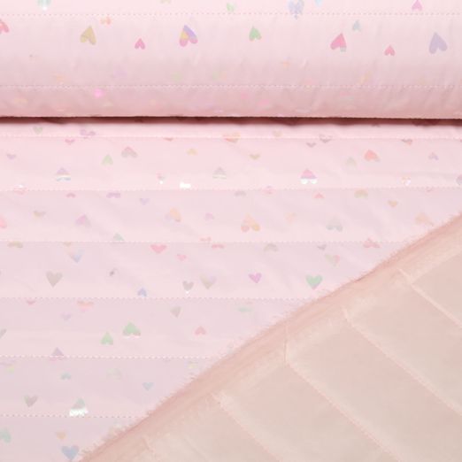 Gesteppter Stoff - Herzen Folie Rosa Gesteppter Stoff - Herzen Folie Rosa