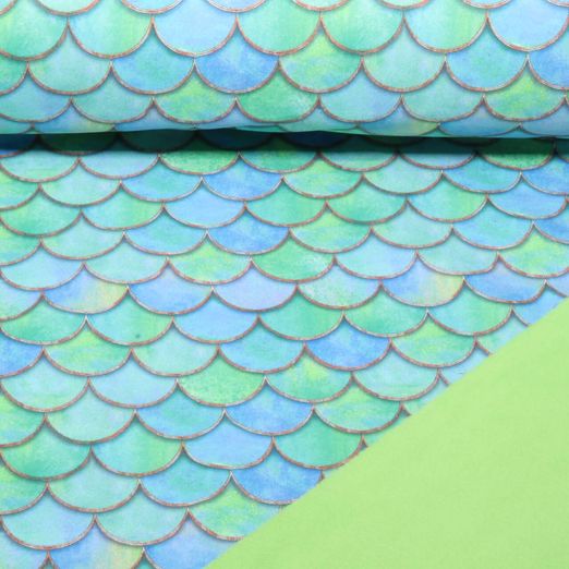 Softshell - Motif écailles impression numérique turquoise Softshell - Motif écailles impression numérique turquoise