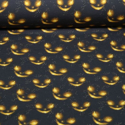 Jersey - Motif d'impression numérique « Chat fantôme » noir et jaune