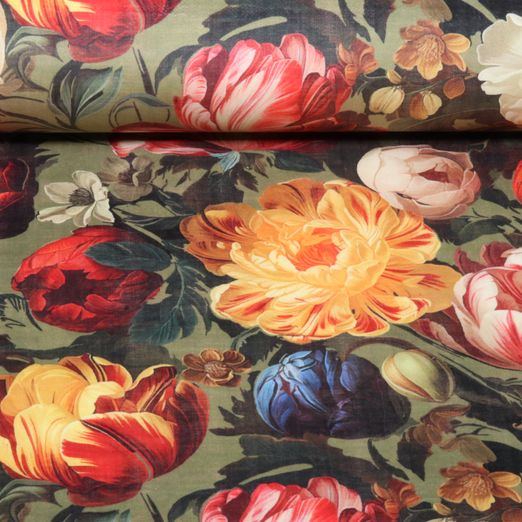 Samt - Digital Tulpen Khaki Samt - Digital Tulpen Khaki