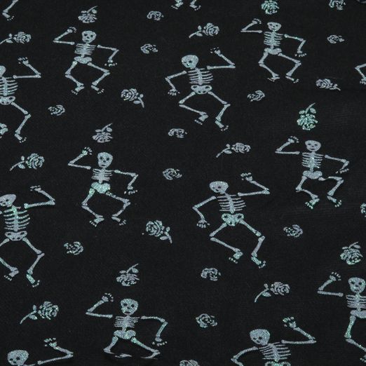 Tulle - Squelettes d'Halloween noirs et verts