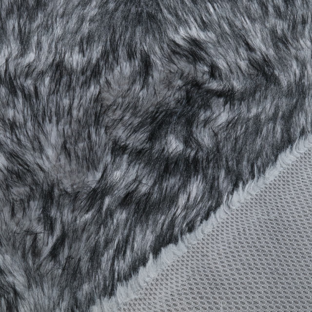 Kunstfell - Foxy Silber Schwarz Melange-1 Kunstfell - Foxy Silber Schwarz Melange-1