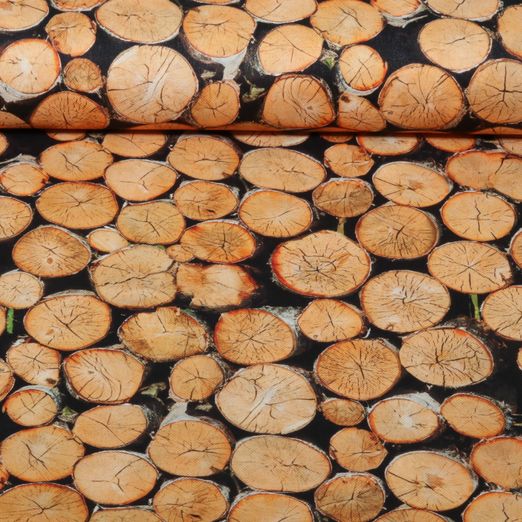Toile canevas en coton - Impression numérique « Bois » marron et noir