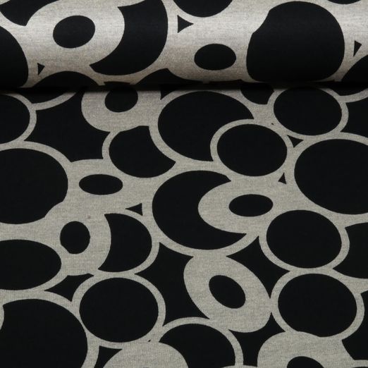 Romanit Jersey - Kreise Retro Schwarz Grau Romanit Jersey - Kreise Retro Schwarz Grau