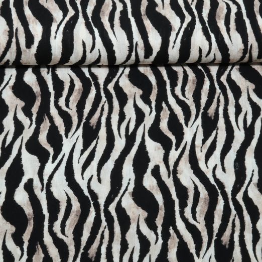 Viskose-Krepp - Zebra Beige Schwarz Viskose-Krepp - Zebra Beige Schwarz