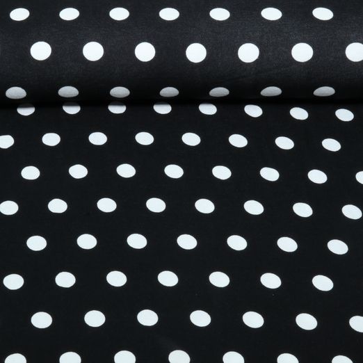Viskosejersey - Punkte Polka Dots Schwarz Weiß