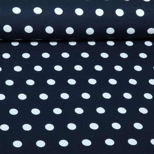 Jersey de viscose - Motifs à pois, Bleu marine et Blanc Jersey de viscose - Motifs à pois, Bleu marine et Blanc