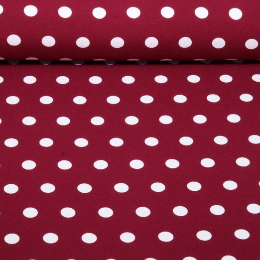 Viskosejersey - Punkte Polka Dots Bordeaux Weiß Viskosejersey - Punkte Polka Dots Bordeaux Weiß