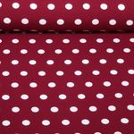Viskosejersey - Punkte Polka Dots Bordeaux Weiß