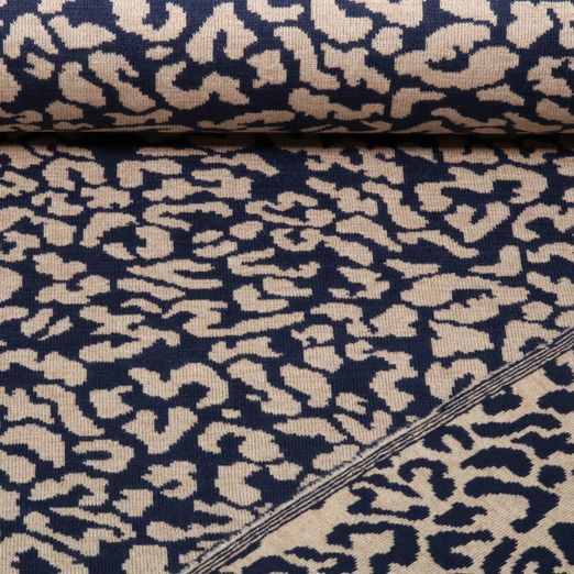 Stricksweat - Jacquard Doubleface Leo Navy Beige Stricksweat - Jacquard Doubleface Leo Navy Beige