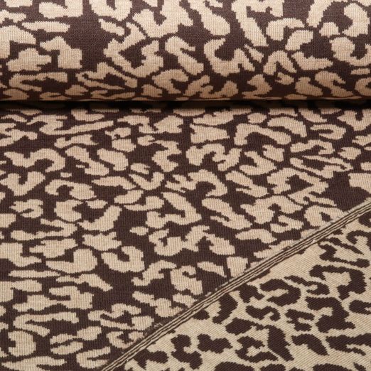 Stricksweat - Jacquard Doubleface Leo Braun Beige Stricksweat - Jacquard Doubleface Leo Braun Beige
