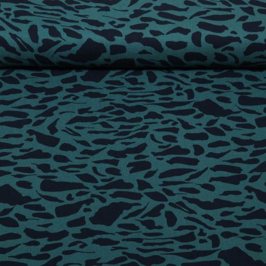 Twill de viscose - Léopard Bleu pétrole Twill de viscose - Léopard Bleu pétrole