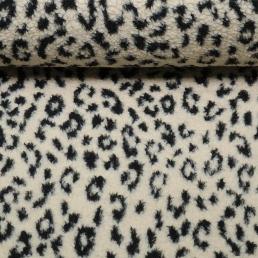 Polaire teddy - Petit motif léopard Beige et Noir Polaire teddy - Petit motif léopard Beige et Noir