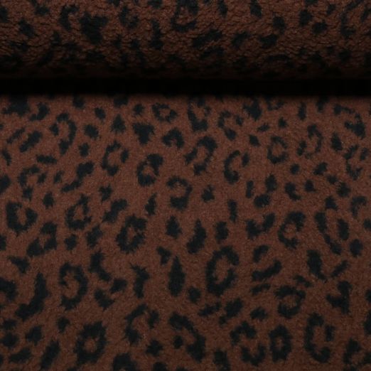 Polaire teddy - Petit motif léopard marron et noir Polaire teddy - Petit motif léopard marron et noir