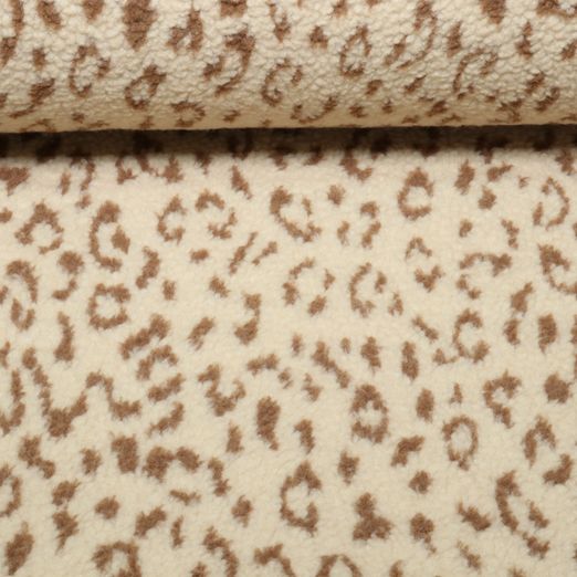Polaire teddy - Petit motif léopard Beige et Marron Polaire teddy - Petit motif léopard Beige et Marron