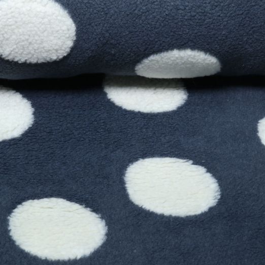 Polaire teddy - XXL à pois, Bleu jeans et Blanc
