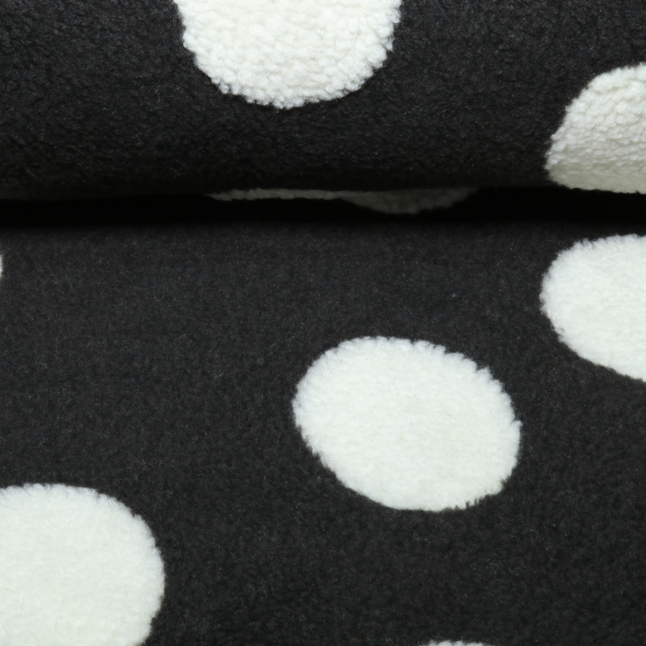 Polaire teddy - XXL à pois noirs et blancs-0 Polaire teddy - XXL à pois noirs et blancs-0