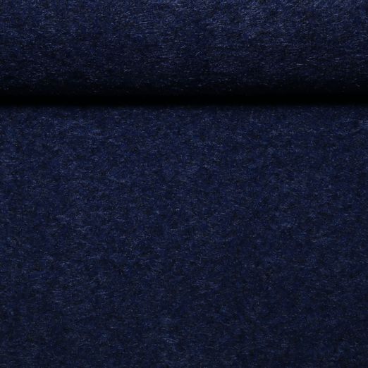 Tissu manteau - Bouclette de laine Bleu foncé Tissu manteau - Bouclette de laine Bleu foncé