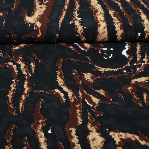 Popeline de viscose - Motif abstrait noir et marron Popeline de viscose - Motif abstrait noir et marron