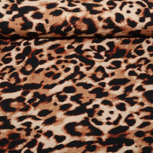 Viscose - Crêpe à motif léopard marron et noir