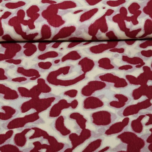 Viscose - Crêpe Léopard Bordeaux Beige Viscose - Crêpe Léopard Bordeaux Beige