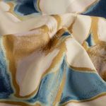 Romanit Jersey - Grote bloemen blauw beige