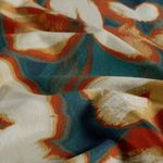 Romanit Jersey - Grote bloemen, marineblauw en baksteenrood Romanit Jersey - Grote bloemen, marineblauw en baksteenrood