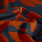 Romanit Jersey - Bladeren en bloemen, marineblauw en baksteenrood