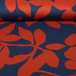 Romanit Jersey - Blätter und Blüten Navy Ziegel Romanit Jersey - Blätter und Blüten Navy Ziegel