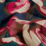 Romanit Jersey - Digitaal, grote bloemen, petrolblauw en roze