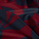 Romanit Jersey - Bladeren en bloemen Bordeaux Navy