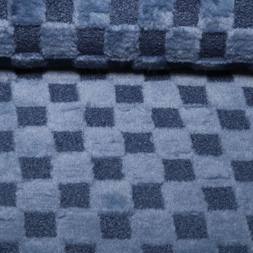 Sweat Heavy - Boucle-Plüsch-Mix Karo Jeansblau Sweat Heavy - Boucle-Plüsch-Mix Karo Jeansblau