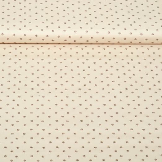 Popeline de coton - Mini pattes d'animaux, Beige