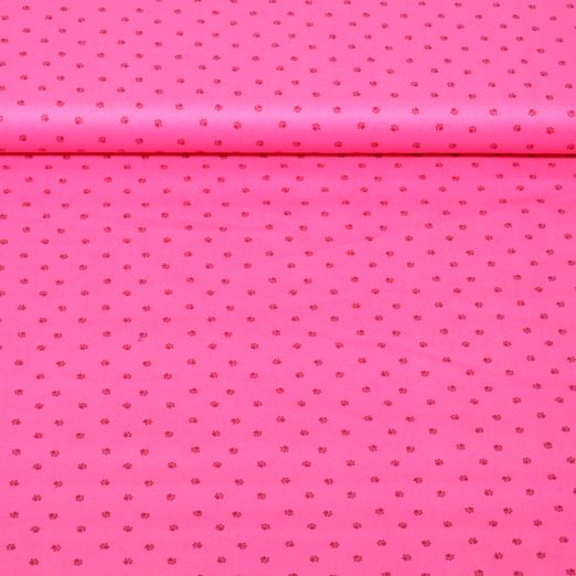 Popeline de coton - Mini pattes d'animaux roses vifs