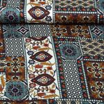 Satin de viscose - Effet patchwork, Bleu pétrole et multicolore
