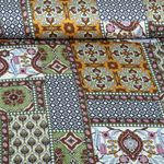 Satin de viscose - Effet patchwork vert multicolore