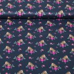 Baumwoll-Popeline - Digital Pferde und Blumen Navy Baumwoll-Popeline - Digital Pferde und Blumen Navy