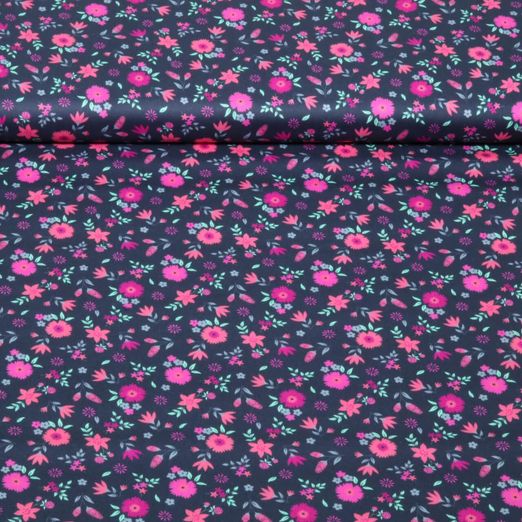 Baumwoll-Popeline - Digital Blumen Kombistoff Navy Baumwoll-Popeline - Digital Blumen Kombistoff Navy
