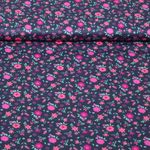 Baumwoll-Popeline - Digital Blumen Kombistoff Navy