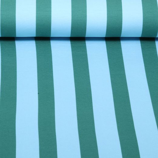 Sommersweat - French Terry Blockstreifen Hellblau Grün Sommersweat - French Terry Blockstreifen Hellblau Grün
