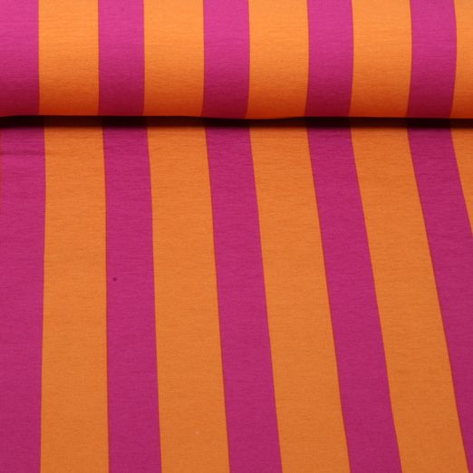 Sommersweat - French Terry Blockstreifen Orange Pink Sommersweat - French Terry Blockstreifen Orange Pink