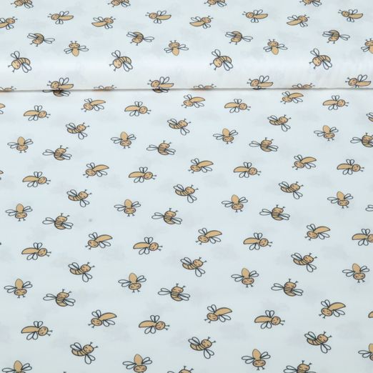 Popeline de coton - Motif « Abeilles » en impression numérique, blanc Popeline de coton - Motif « Abeilles » en impression numérique, blanc
