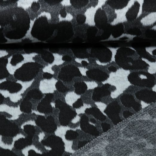 Mantelstoff - Jacquard Leo Schwarz Grau Angeraut Mantelstoff - Jacquard Leo Schwarz Grau Angeraut