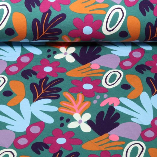 Sweat - Fleurs et feuilles, vert multicolore, gratté Sweat - Fleurs et feuilles, vert multicolore, gratté