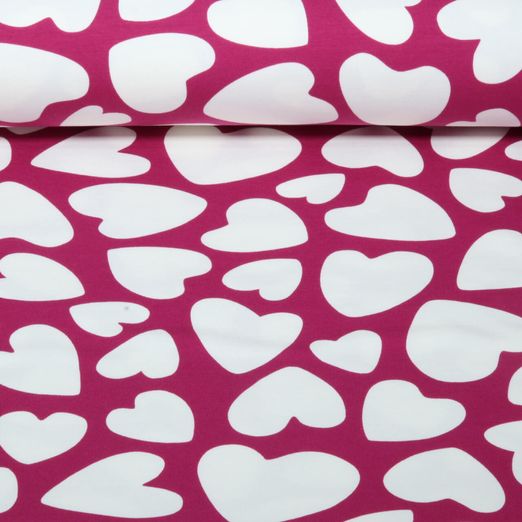 Sweat d'été - French Terry cœurs roses Sweat d'été - French Terry cœurs roses