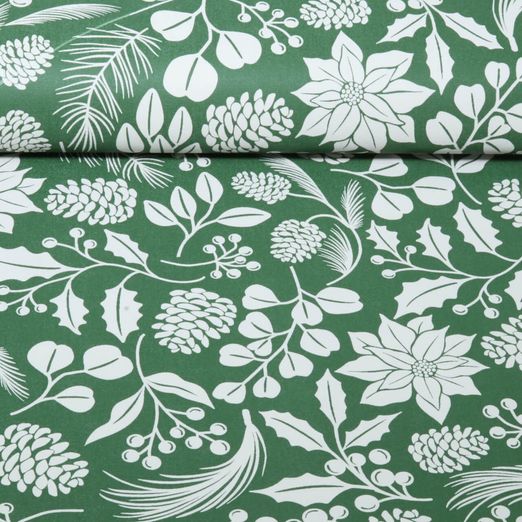 Toile cirée - PVC Noël, brindilles naturelles vertes Toile cirée - PVC Noël, brindilles naturelles vertes
