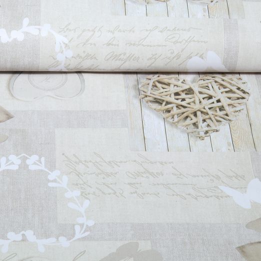 Toile cirée - Cœurs en PVC Beige Toile cirée - Cœurs en PVC Beige