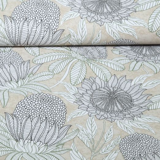 Wachstuch - PVC Blumenblüten Beige Wachstuch - PVC Blumenblüten Beige