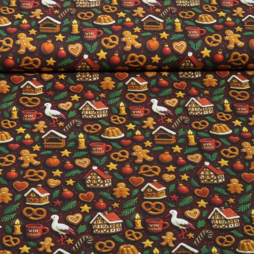 Baumwoll-Popeline - Lebkuchen Xmas Braun Multicolor Baumwoll-Popeline - Lebkuchen Xmas Braun Multicolor
